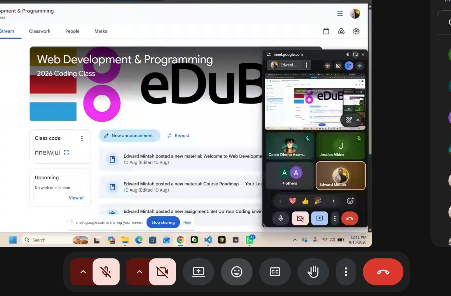 Facilitator leading an eDuX web development session